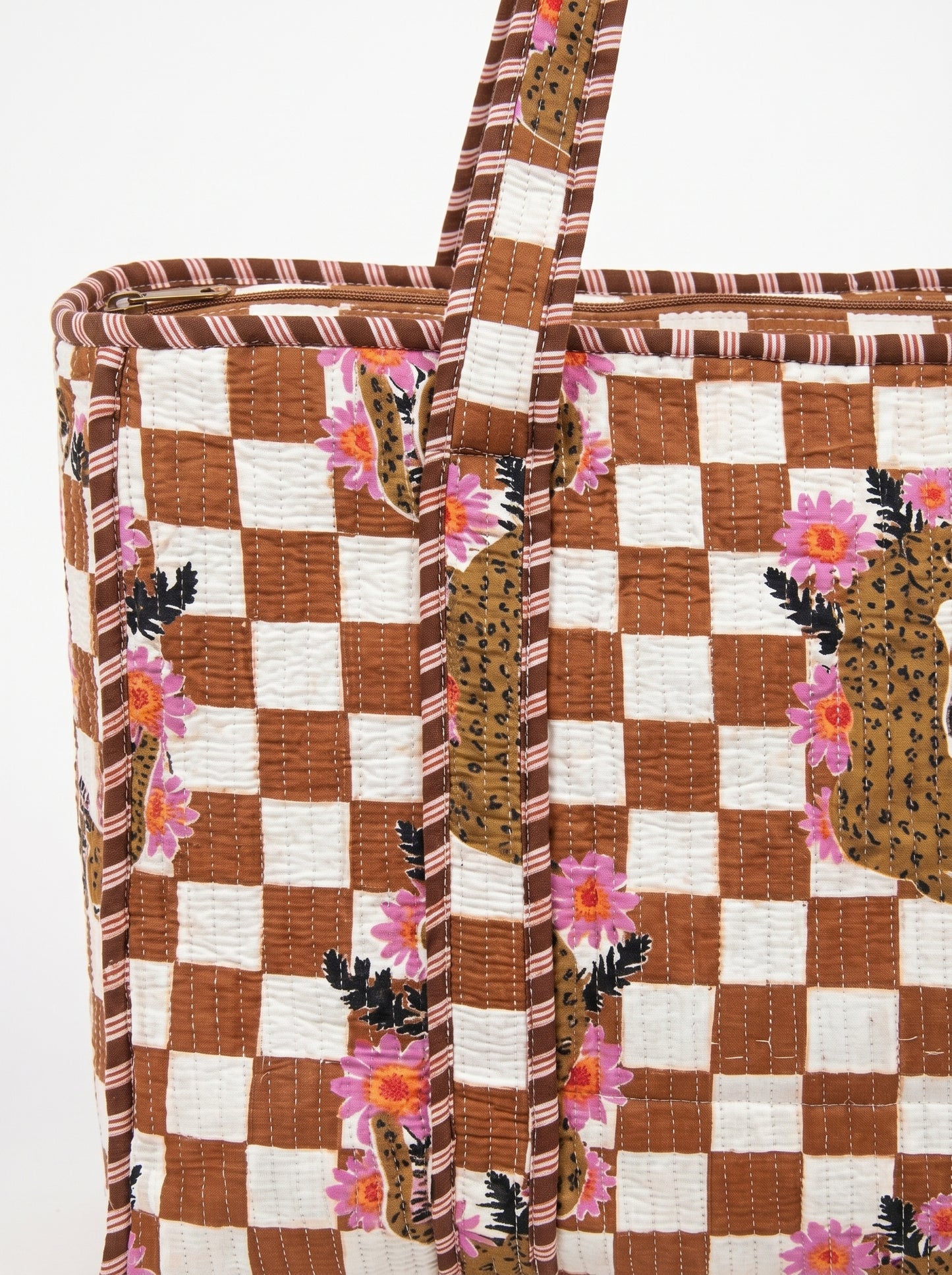 Brown Checkmate Princess Tiger - Tote & 3 Pouch Set 19X15
