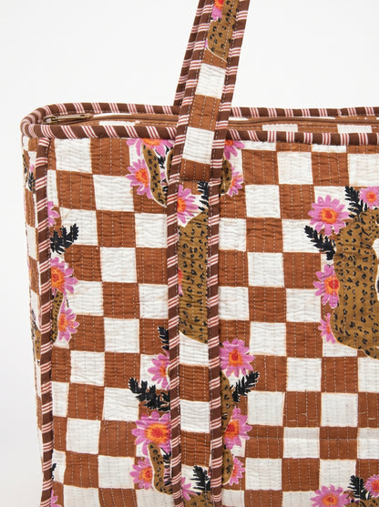 Brown Checkmate Princess Tiger - Tote & 3 Pouch Set 19X15