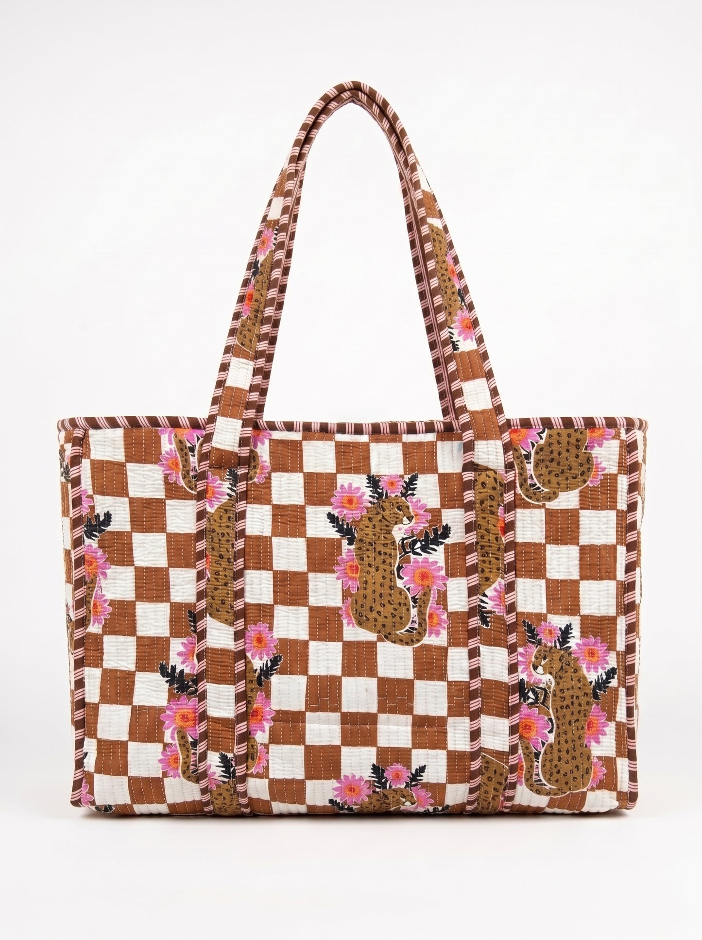 Brown Checkmate Princess Tiger - Tote & 3 Pouch Set 19X15