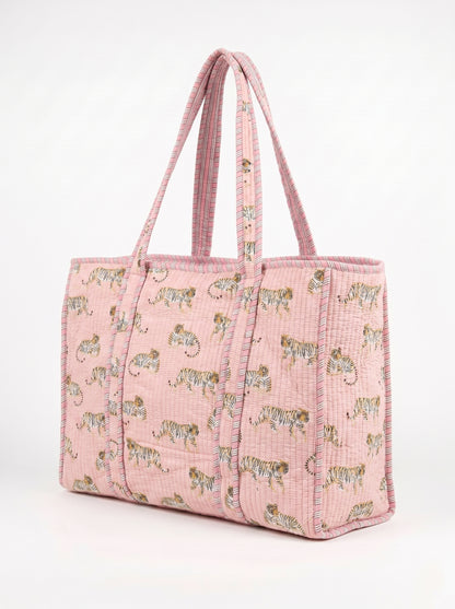 Mini Pink Tiger Riot -  Tote & 3 Pouch Set 19X15