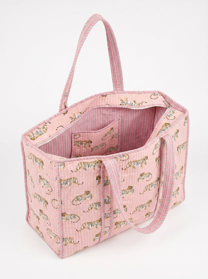 Mini Pink Tiger Riot -  Tote & 3 Pouch Set 19X15