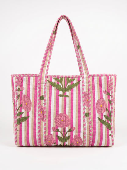 Pink Pop Stripes - Tote & 3 Pouch Set 19X15
