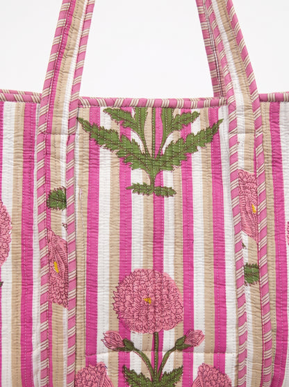 Pink Pop Stripes - Tote & 3 Pouch Set 19X15