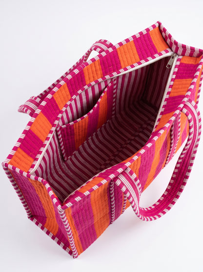 Orange Stripes - Tote & 3 Pouch Set 19X15