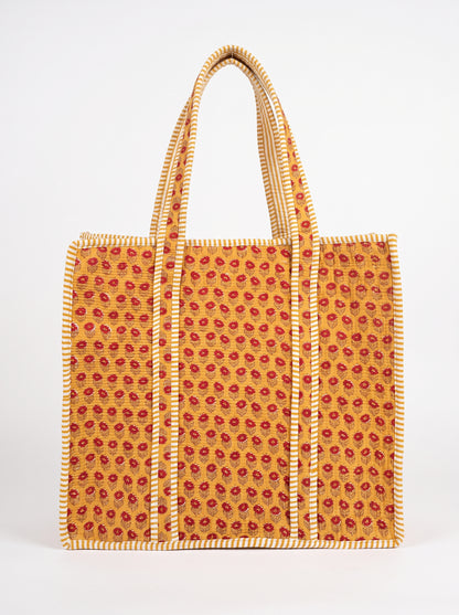 Cute Yellow Mini Red Floral – Wander Tote Bag 18x18