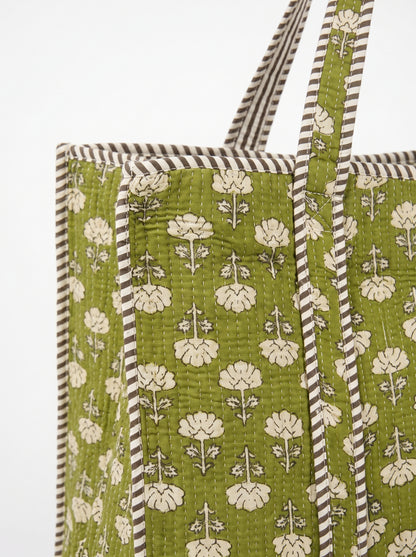 Emerald Floral Charm – Wander Tote Bag 18x18