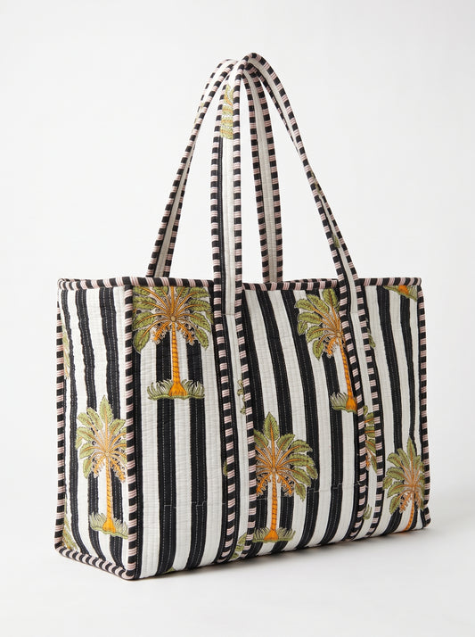 Midnight Black Palms -  Tote Bag 19X15