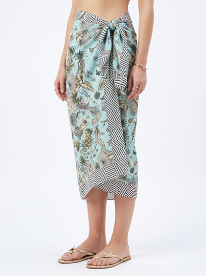 Pastel Blue Jungle Sarong - Beach Cover