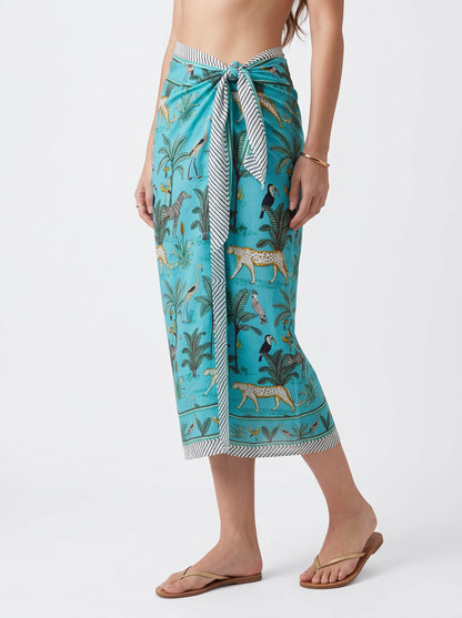 Sky Blue Safari Sarong Wrap - Beach Cover