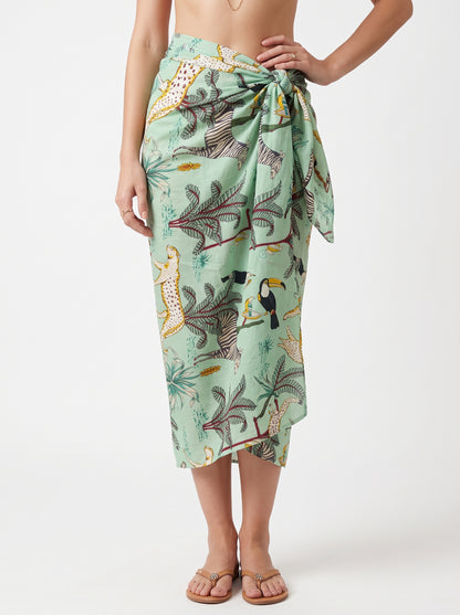 Pastel Green Safari Sarong - Beach Cover