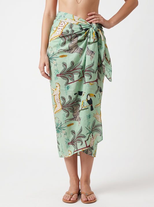 Pastel Green Safari Sarong - Beach Cover