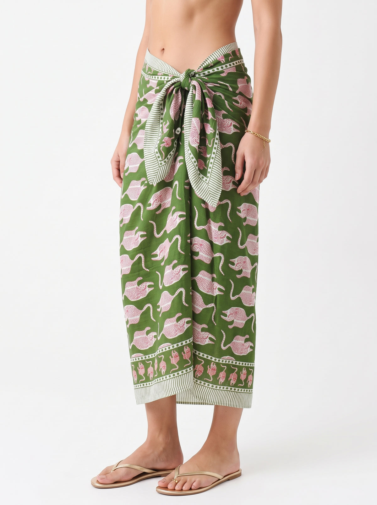 Garden Green Royal Tiger Sarong - Beach Cover