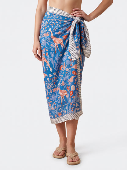 Blue Jungle Vine Sarong - Beach Cover