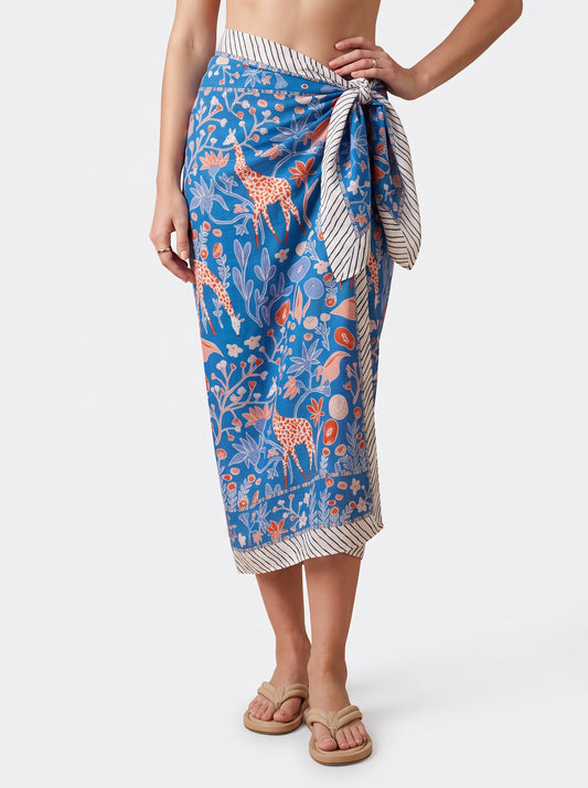 Blue Jungle Vine Sarong - Beach Cover