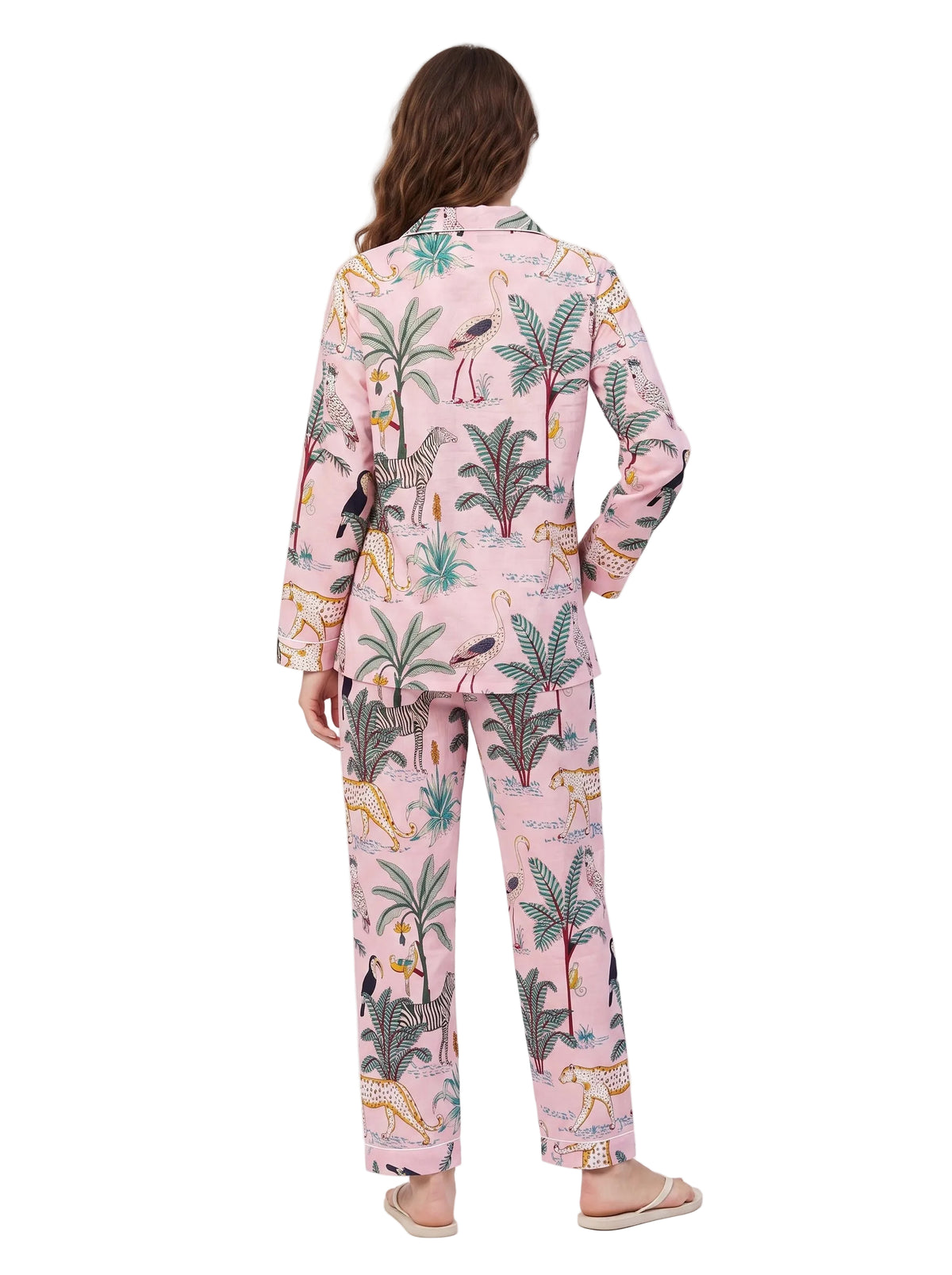 Women's Blush Pink Safari – Elegant Two Piece Cotton Pajama Set