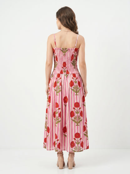 Rosé Bloom – Pink Striped Luxe Dress