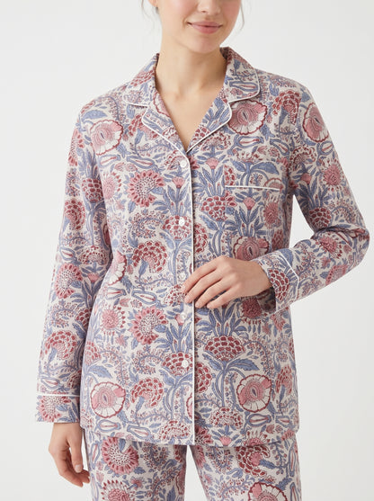 Women's White Mini Floral Cotton Night Suit Set – Elegant Two Piece Pajama Set