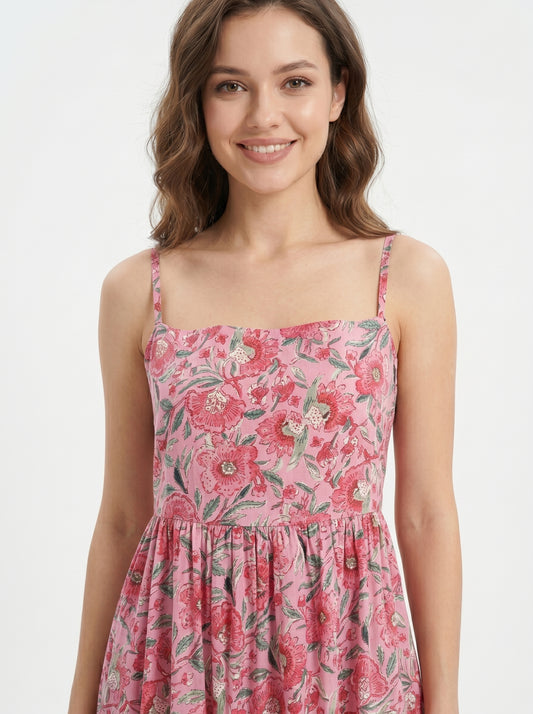 Blush Bloom – Pink Floral Luxe Dress