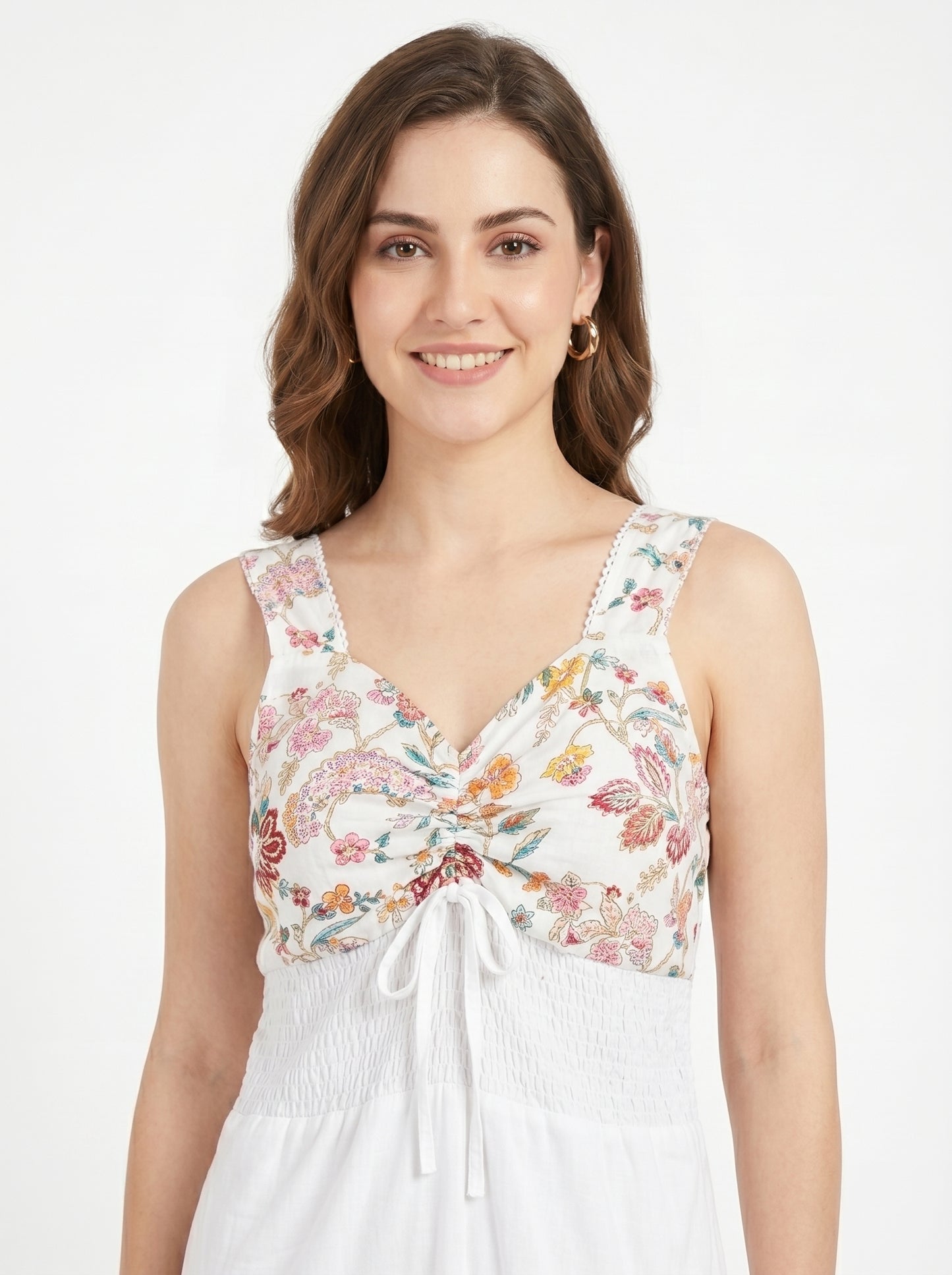 Ivory Bloom – White Floral Luxe Dress