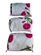 White pink floral – Quilted Utility Pouch Pack of 3