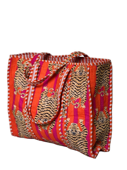 Tiger Orange Tango – Wander Reversible Tote Bag 18x18