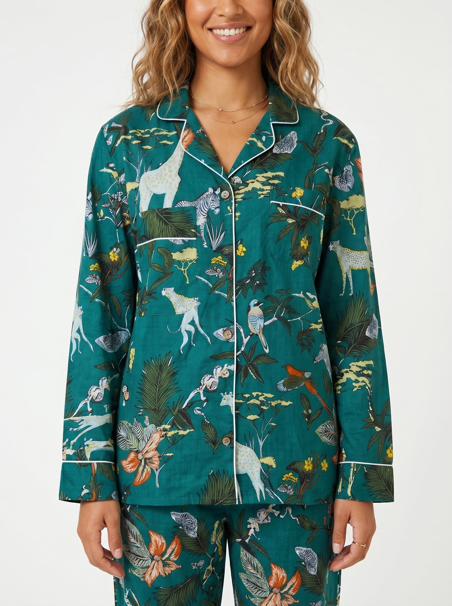 Women's Bottle Green Cotton Night Suit Set – Elegant Two Piece Pajama Set