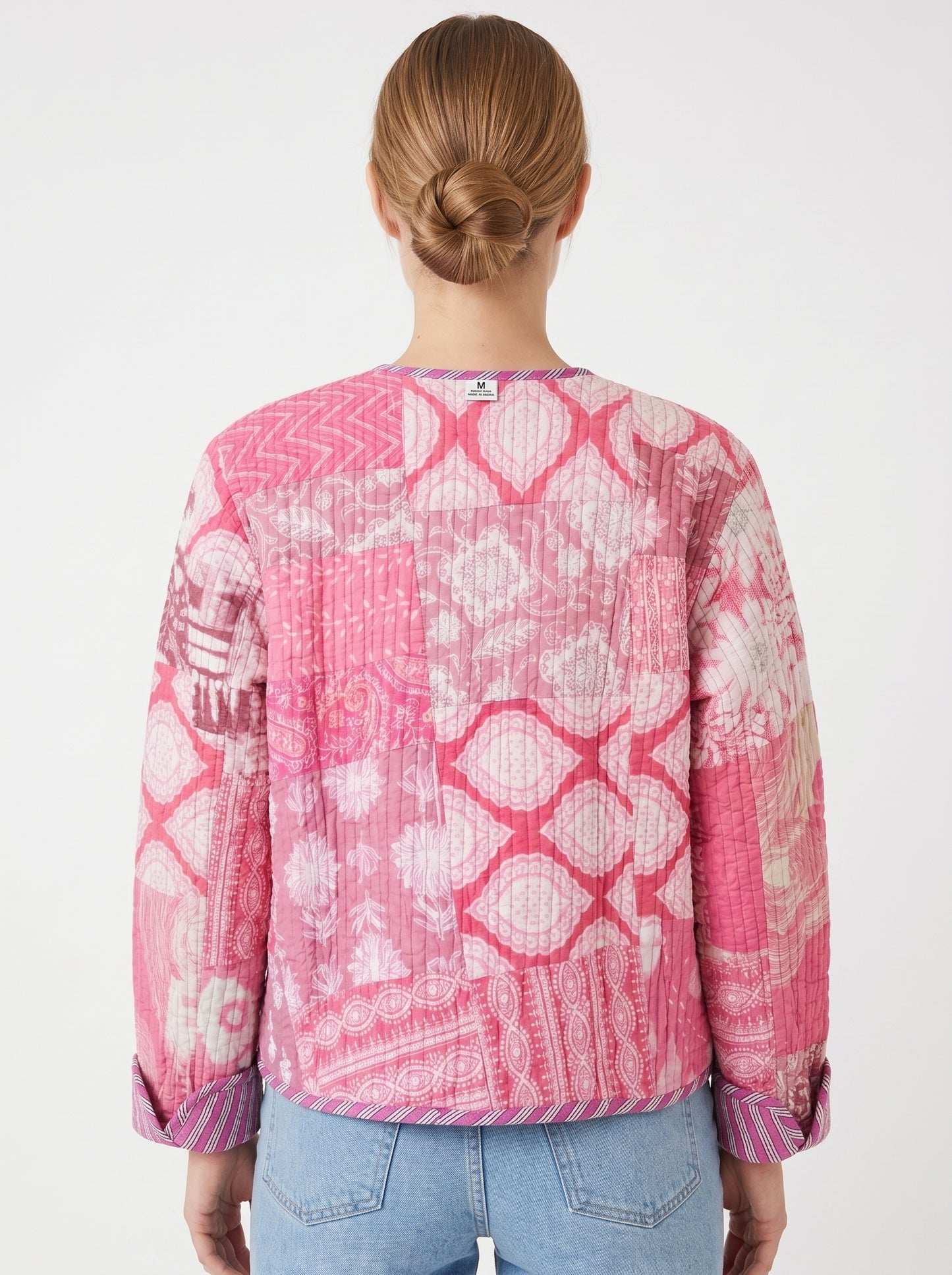 Rosé Pink Delight – Patchwork Cotton Quilted Reversible Jacket