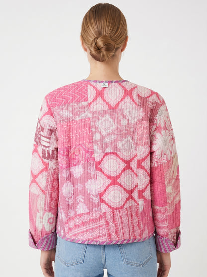 Rosé Pink Delight – Patchwork Cotton Quilted Reversible Jacket