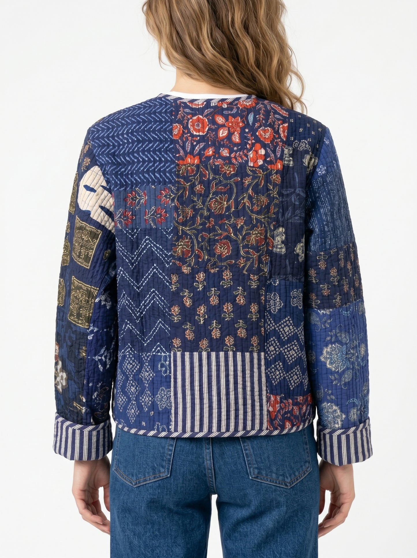 Midnight Blue Indigo – Patchwork Quilted Cotton Reversible Jacket