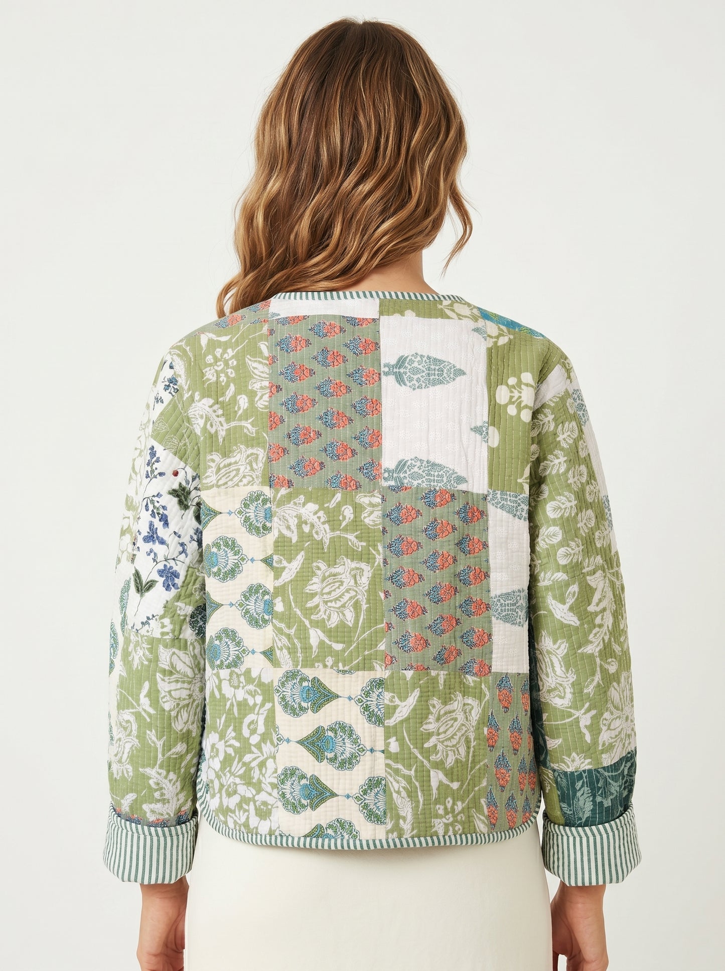 Green Meadow – Patchwork Cotton Quilted Reversible Jacket