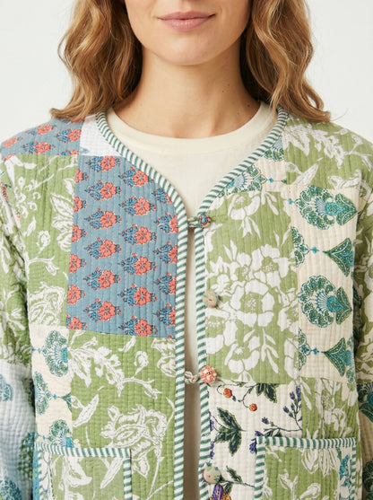 Green Meadow – Patchwork Cotton Quilted Reversible Jacket