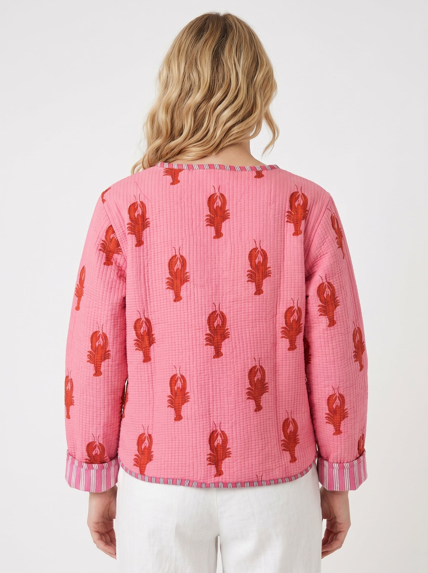 Lobster Pink Love – Chic Pink Cotton Quilted Reversible Jacket