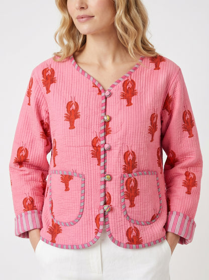 Lobster Pink Love – Chic Pink Cotton Quilted Reversible Jacket