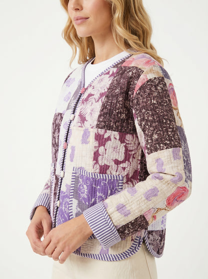 Lilac Purple Charm – Lavender Patchwork Cotton Quilted Reversible Jacket