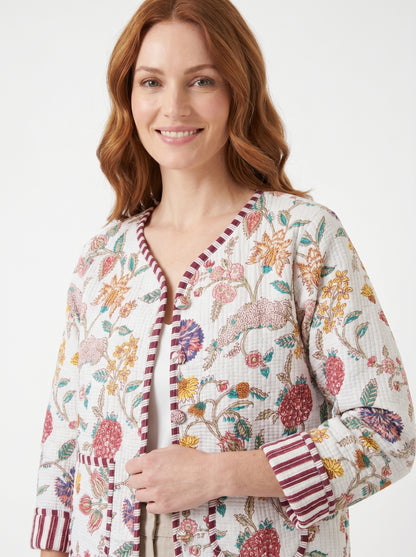 White Blossom – Cotton Quilted Reversible Jacket