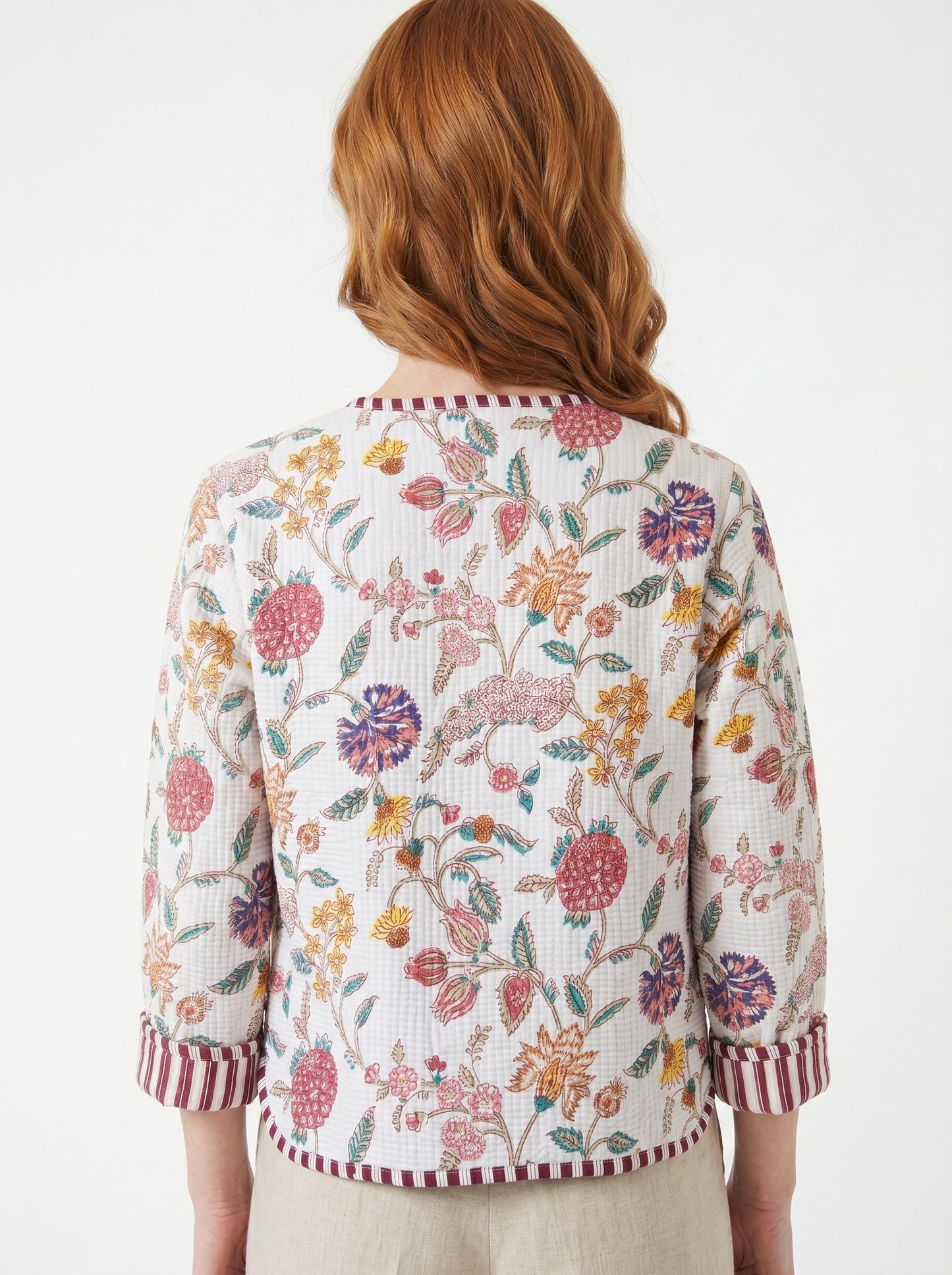 White Blossom – Cotton Quilted Reversible Jacket