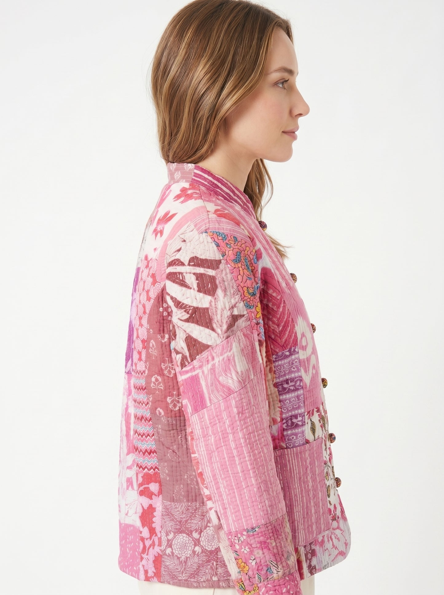 Cotton Candy – Long Patchwork Cotton Quilted Reversible Jacket