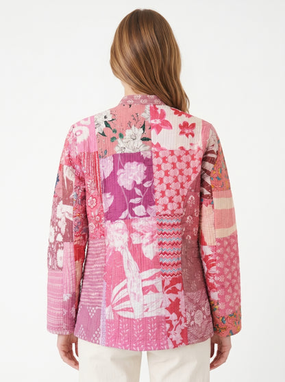 Cotton Candy – Long Patchwork Cotton Quilted Reversible Jacket