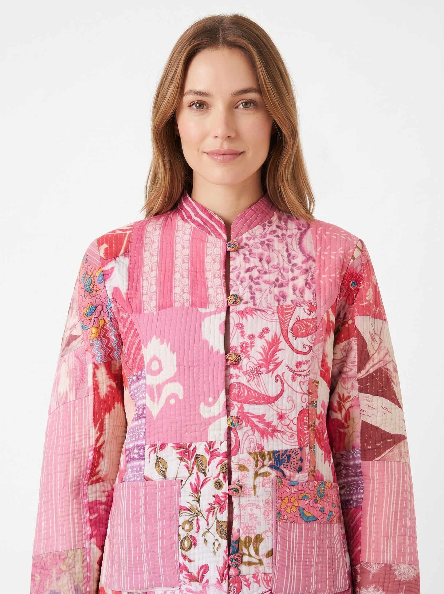 Cotton Candy – Long Patchwork Cotton Quilted Reversible Jacket