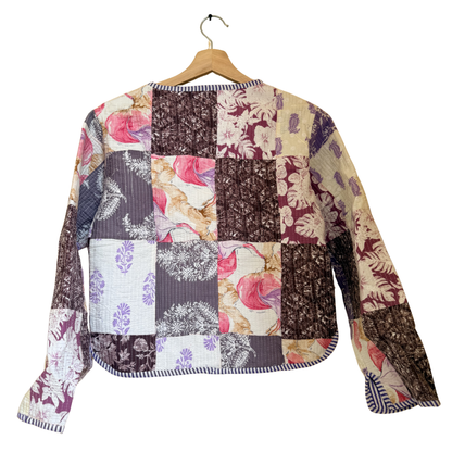 Lilac Purple Charm – Lavender Patchwork Cotton Quilted Reversible Jacket