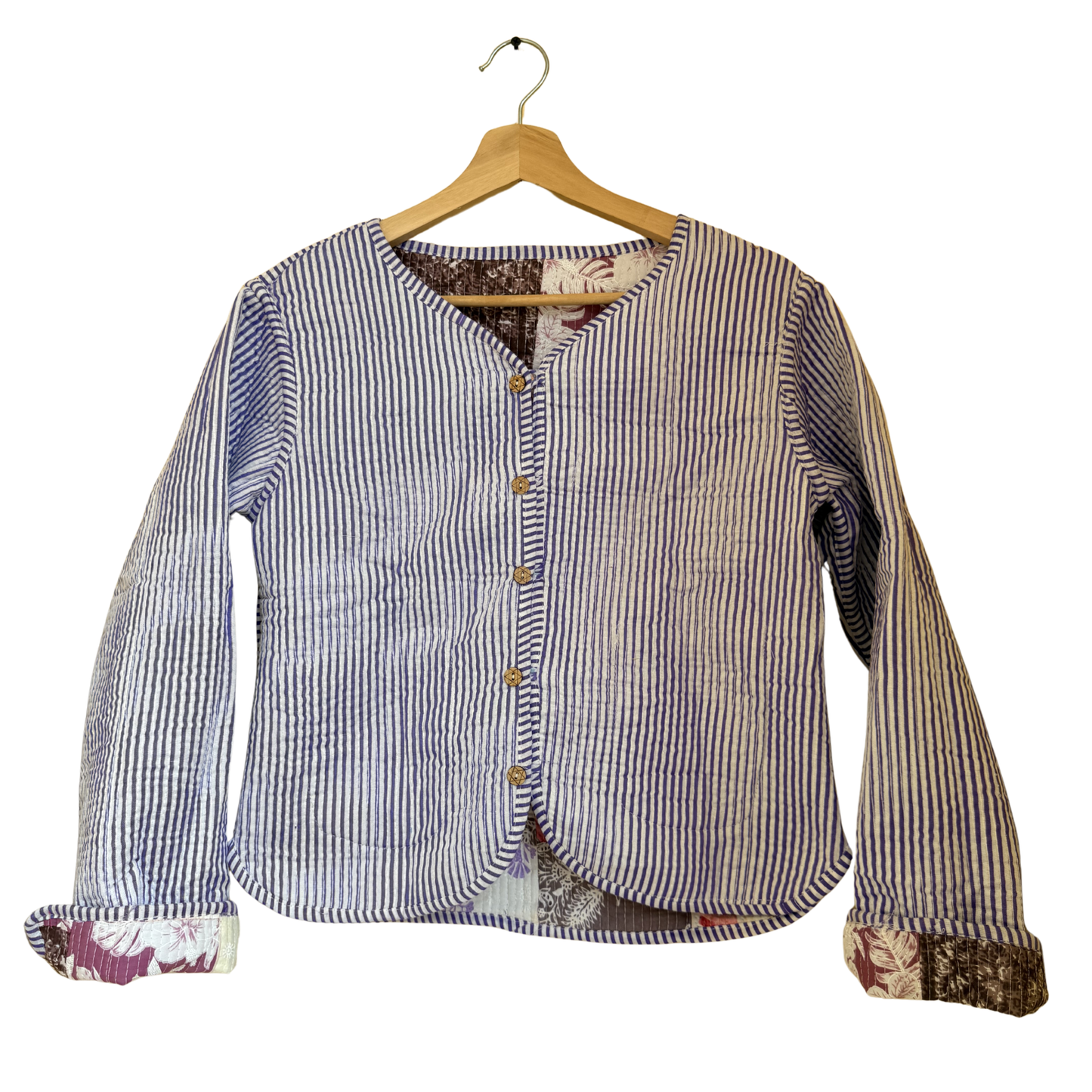 Lilac Purple Charm – Lavender Patchwork Cotton Quilted Reversible Jacket