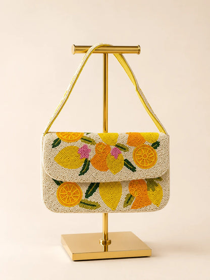 Handcrafted Luxury Beaded  Citrus Crush Shoulder Bag