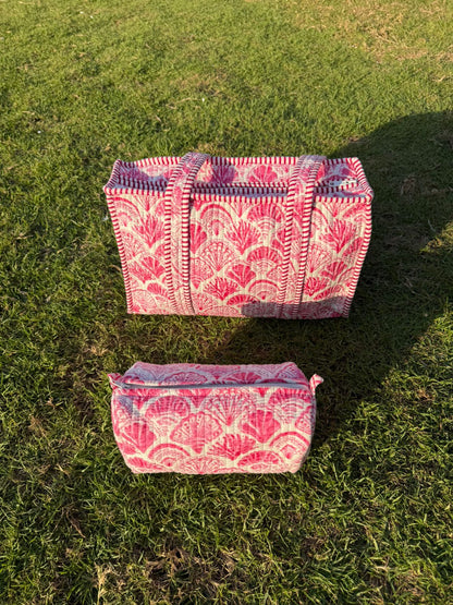 Pink Shell – Quilted Tote & Pouch Set