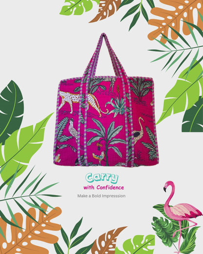 Fuchsia Pink Safari – Wander Tote Bag  18x18