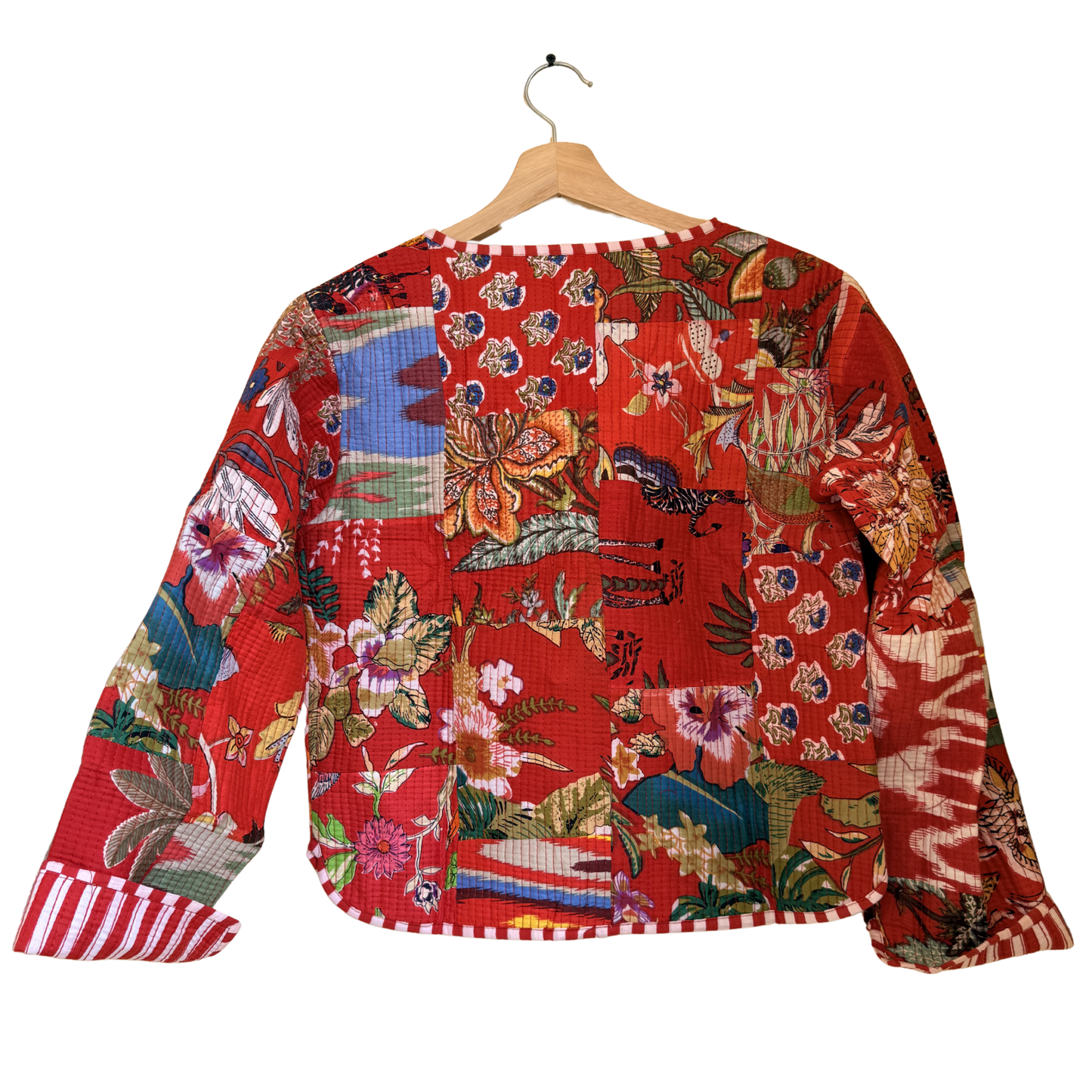 Vintage Red Scarlet – Red Patchwork Cotton Quilted Reversible Jacket