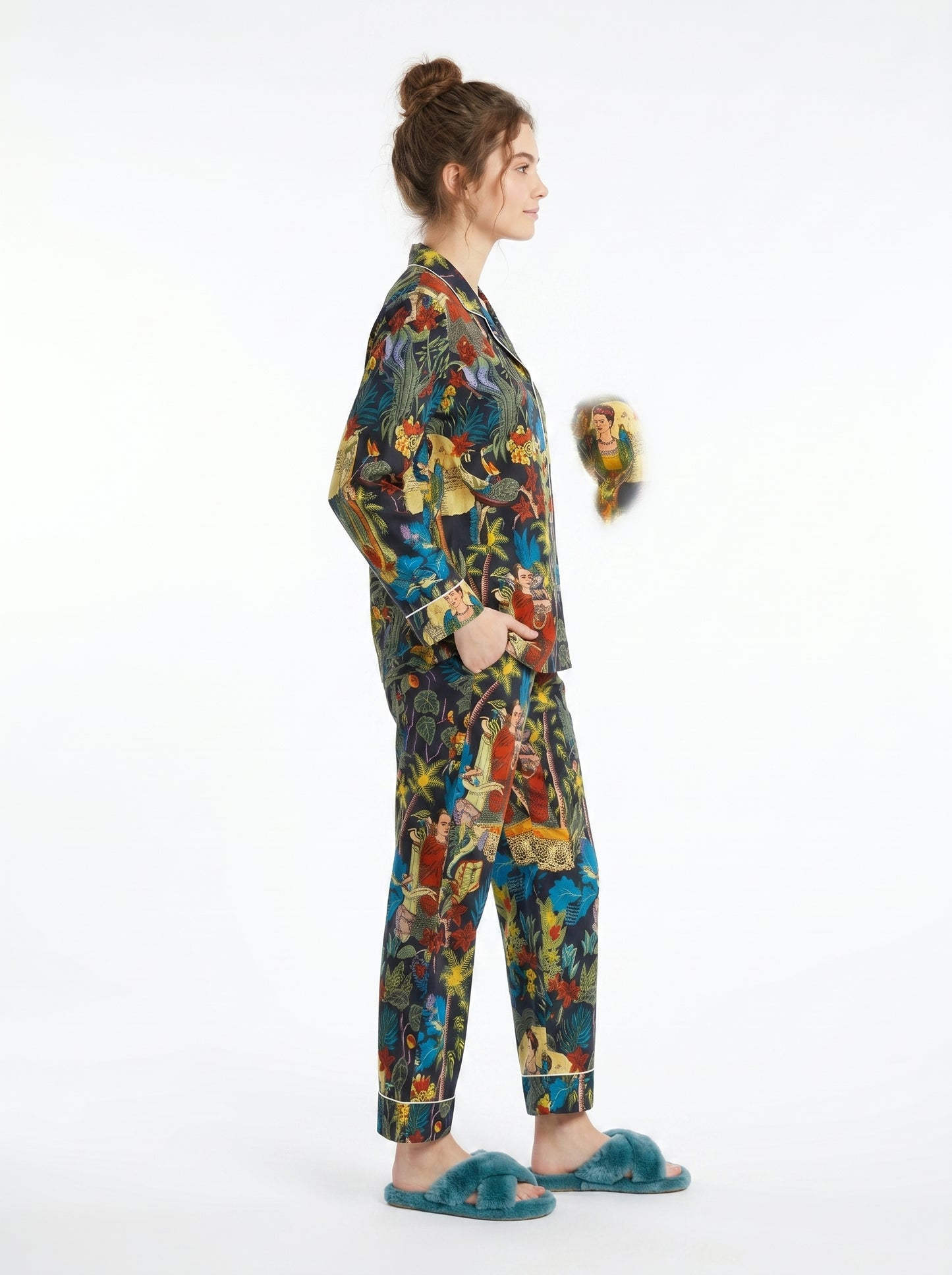 Black Farida - Cotton Night Suit Set – Elegant Two Piece Pajama Set description