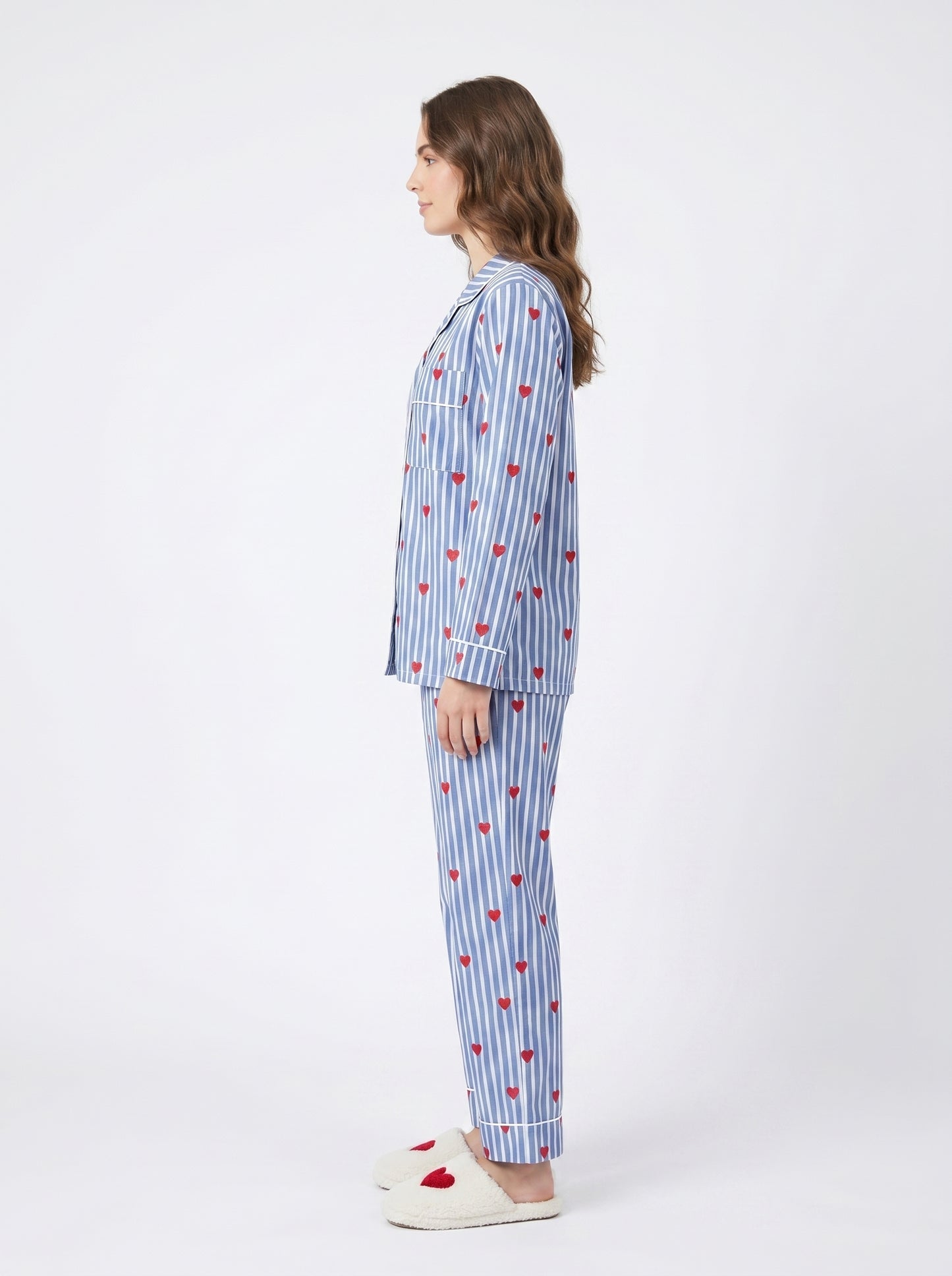 Blueberry Love Cotton Night Suit Set – Elegant Two Piece Pajama Set description