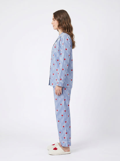 Blueberry Love Cotton Night Suit Set – Elegant Two Piece Pajama Set description