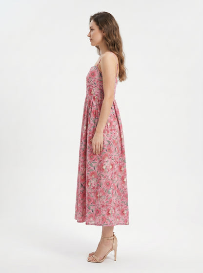 Blush Bloom – Pink Floral Luxe Dress