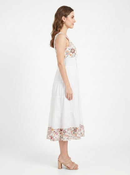 Ivory Bloom – White Floral Luxe Dress